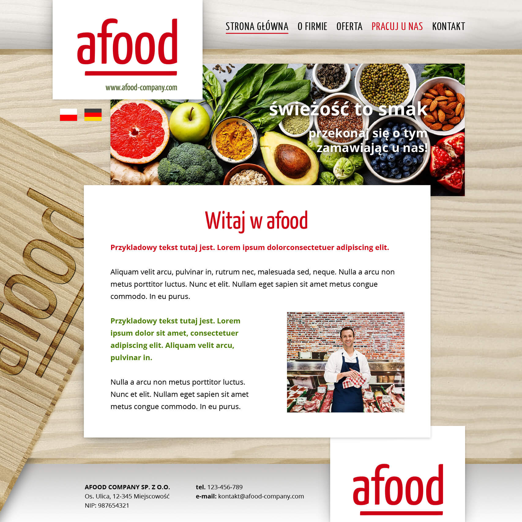 wizytĂłwka www dla hurtowni gastronomicznej