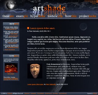 Szablon www dla projektów takich jak strona www dla opowiadaĹ: Art Shade