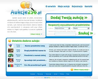 Szablon www dla projektów takich jak strona www dla aukcji: Aukcje256