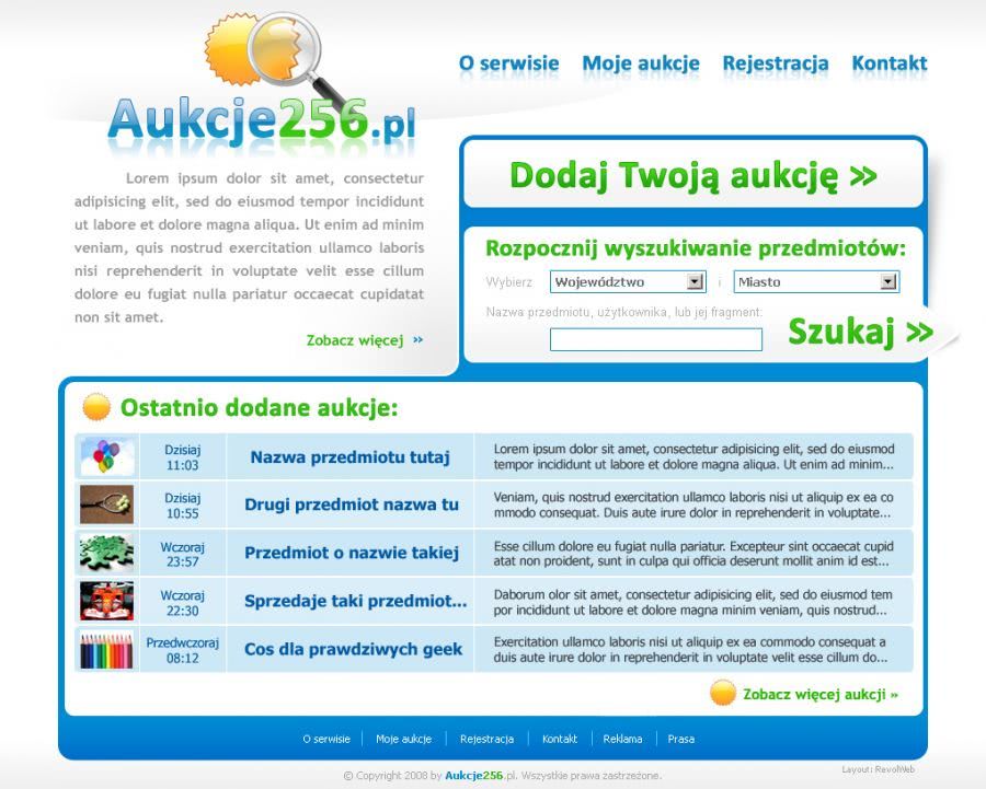 strona www dla aukcji