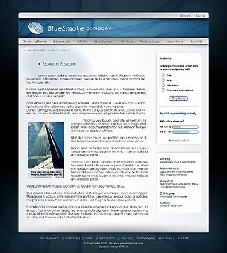 Szablon www dla projektów takich jak strona www dla serwisu informacyjnego: Blue Smoke
