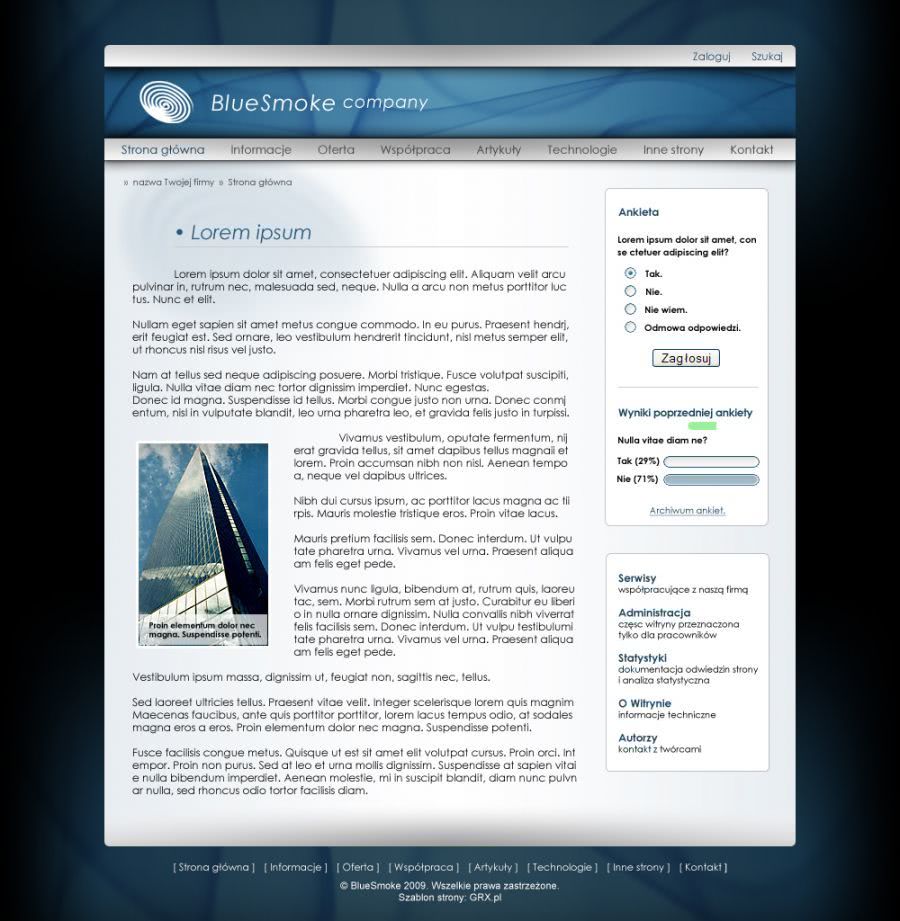 strona www dla serwisu informacyjnego