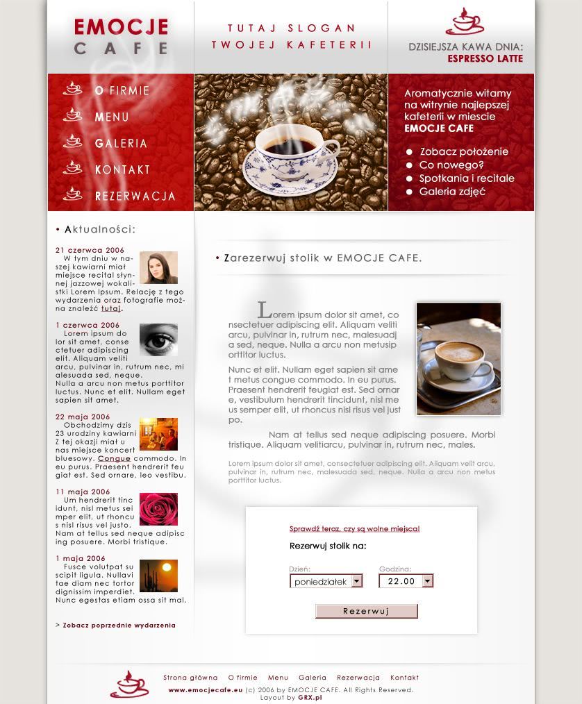 strona www dla kawiarni