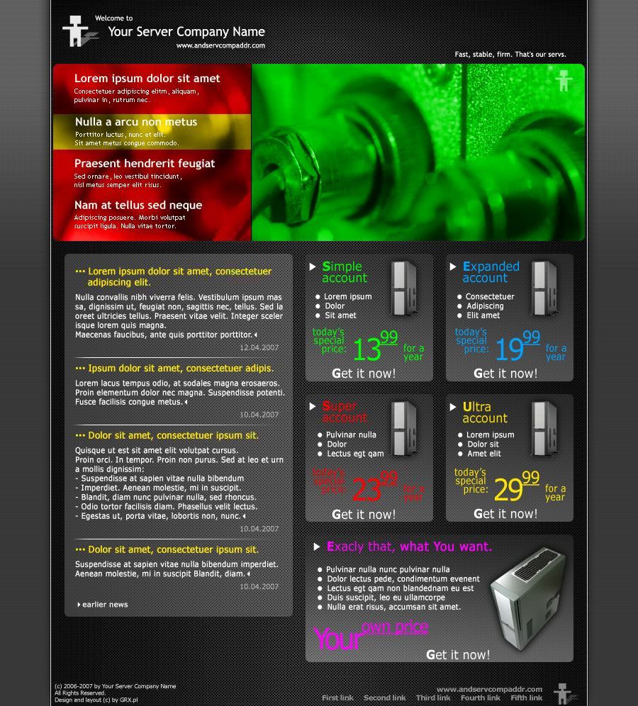 strona dla firmy hostingowej