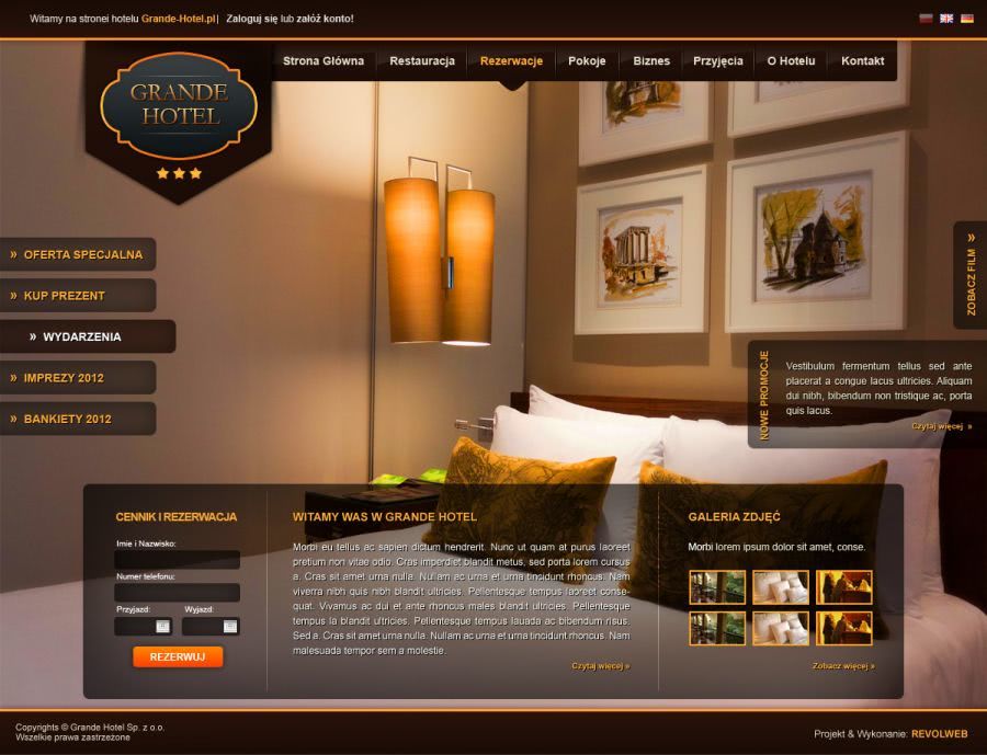 strona www dla hotelu