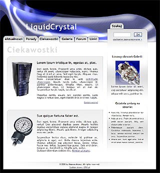 Szablon www dla projektów takich jak strona www dla magazynu technologicznego: Liquid Crystal