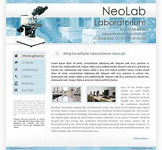 Szablon www dla projektów takich jak strona www dla laboratorium: NeoLab
