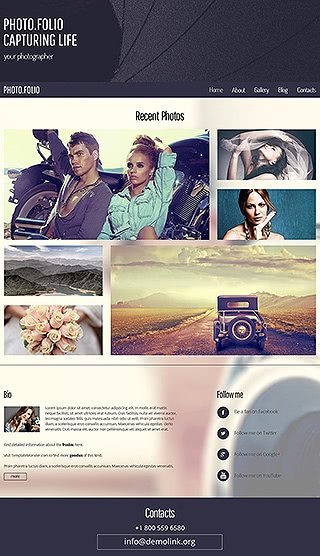 Szablon www dla projektów takich jak strona www dla fotografika: Photofolio