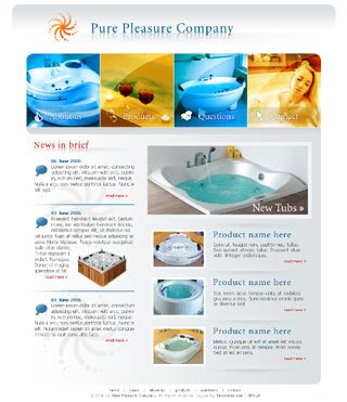 Szablon www dla projektów takich jak strona www dla producenta Ĺazienek: Pure Pleasure