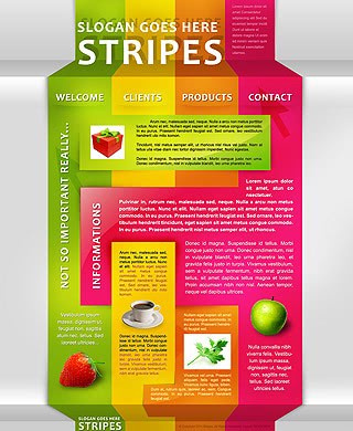 Szablon www dla projektów takich jak strona www dla prezentacji produktu kolorowego: Stripes