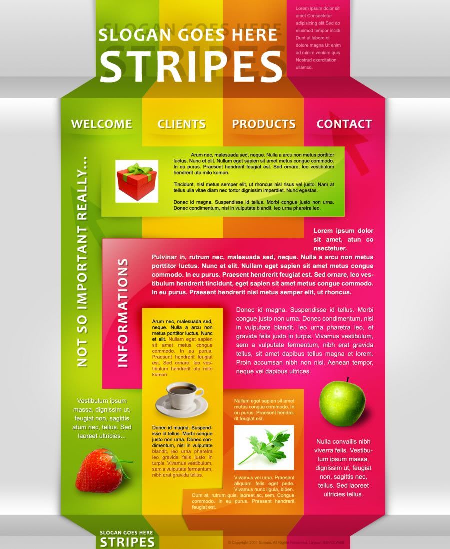 strona www dla prezentacji produktu kolorowego