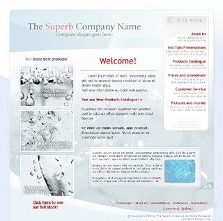 Szablon www dla projektów takich jak strona www dla firmy produkcyjnej: SuperB Water