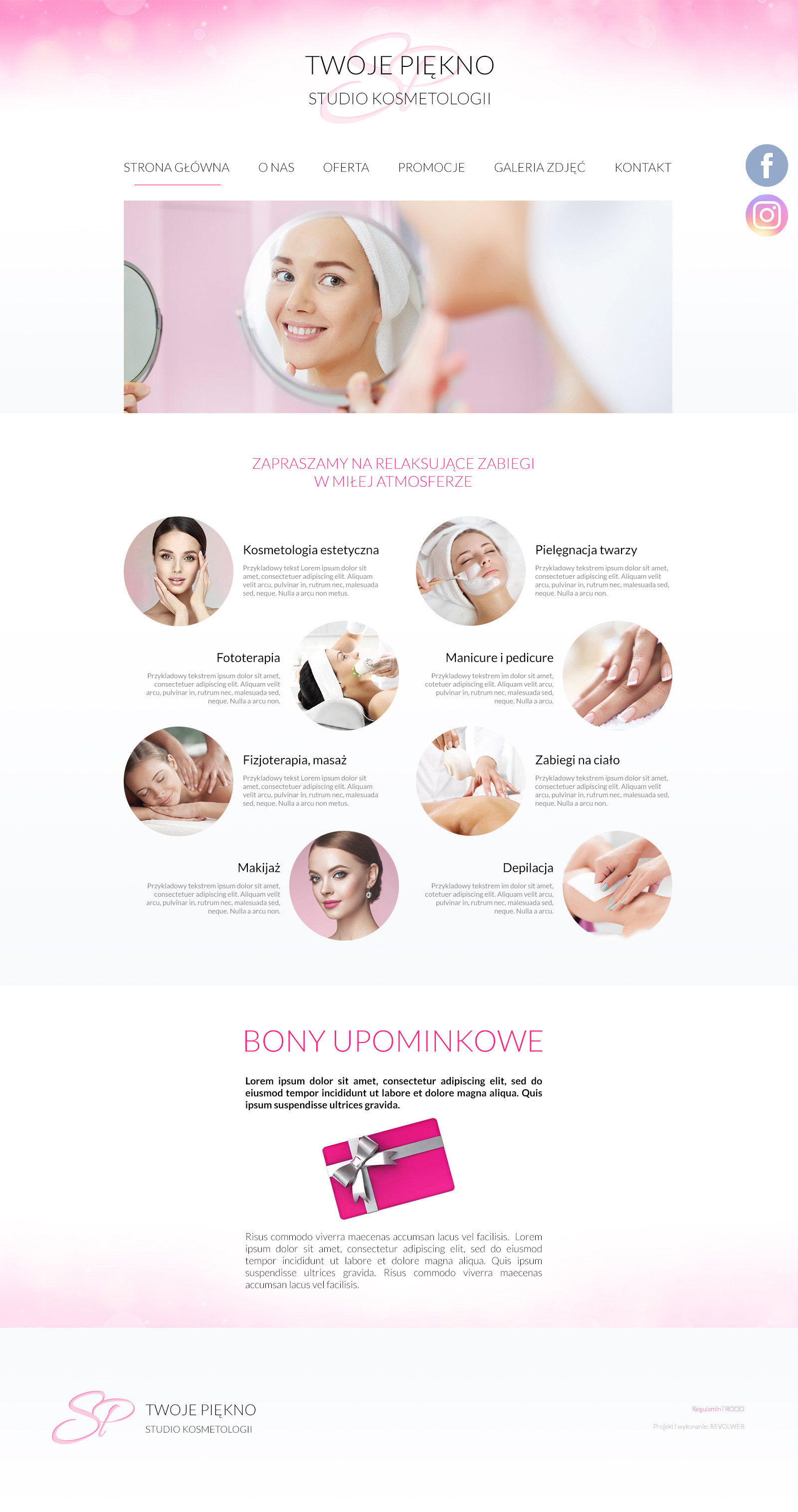 strona dla gabinetu kosmetycznego